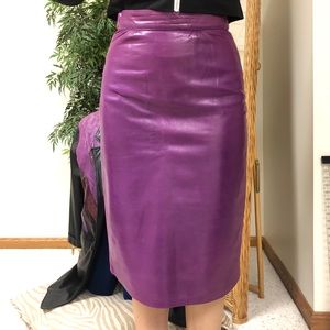 Augustina Leather Skirt in Magenta